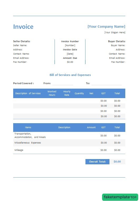 Feature of fake Free Construction invoice example 2